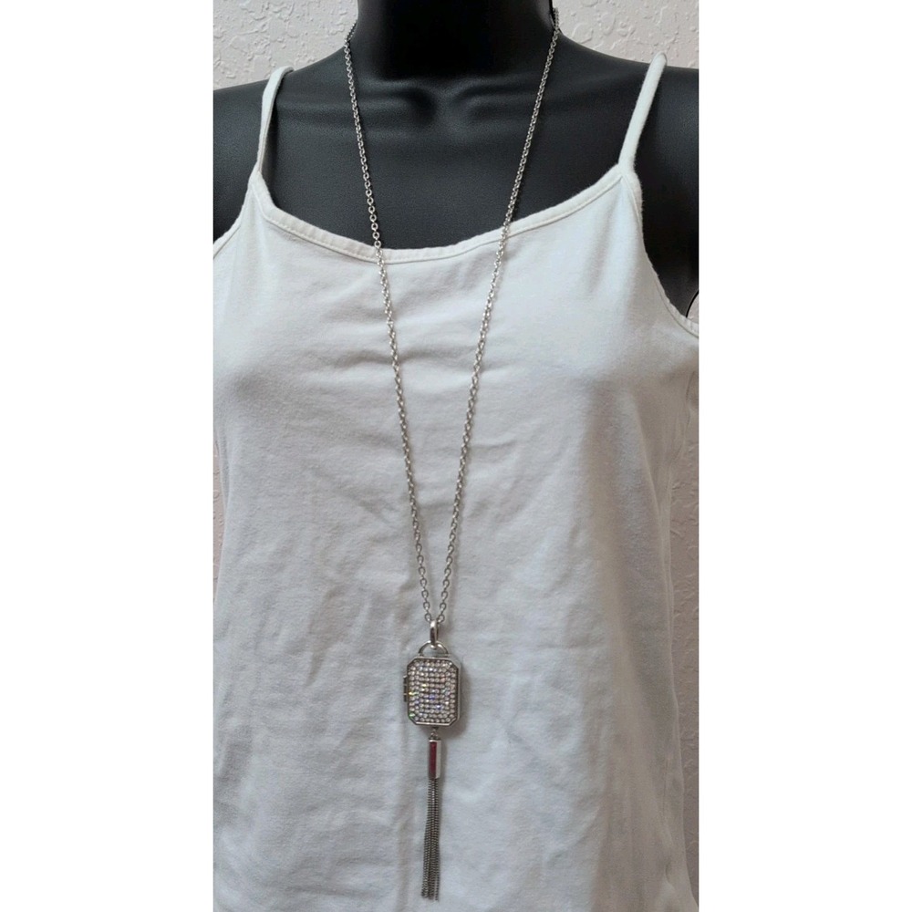 Vintage Chico's Miracle Locket Crystal Silver Tone Pendant NWT - Picture 2 of 6
